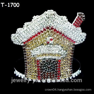 Wholesale colored rhinestone house design christmas pageant crowns